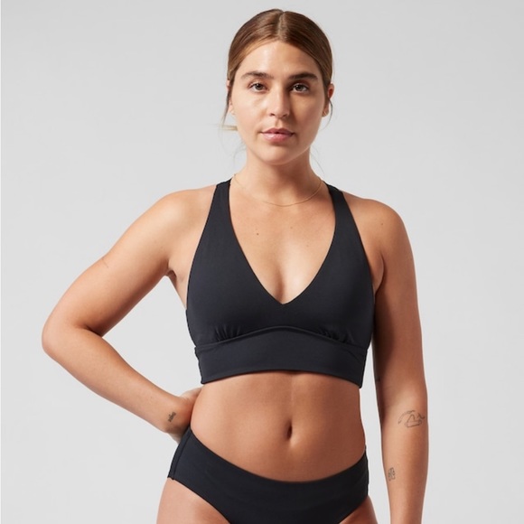 NWT ATHLETA Black Plunge Bikini Swim Top Small D-DD - Picture 3 of 4